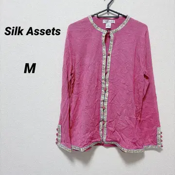 새상품급 Silk Assets [ M ] 핑크 긴팔 가디건