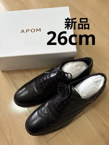 [ 새상품 ] APOM 아포무 42 26cm 가죽 신발 레이스업 블랙