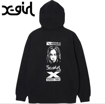 x-girl 지퍼 후드티 블랙 sizeM