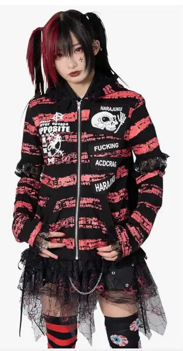 ACDCRAG 후드티 (보라색) 스커트 세트