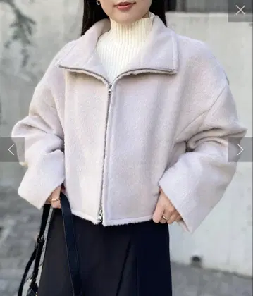[익명 배송] 새상품급 Chico 샤기 W지퍼 숏 블루종 그레이