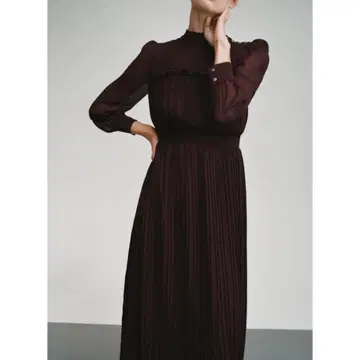 ZARA 플리츠 원피스 브라운