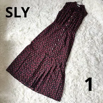 SLY 페이즐리풍 스파이럴 패턴 롱 셔츠 원피스 블랙 x 레드