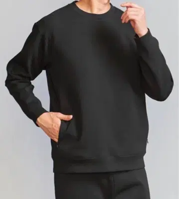 더블 니트 크루넥 맨투맨 L 블랙