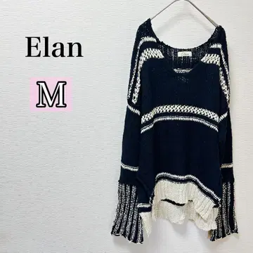 Elan 에란 스트라이프 니트 스웨터 [ M ] 블랙 화이트 가을/겨울