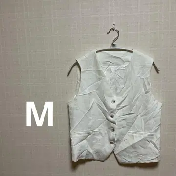 화이트 폴리에스테르 베스트 M 사이즈 심플