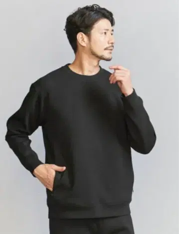 더블 니트 크루넥 맨투맨 블랙 L