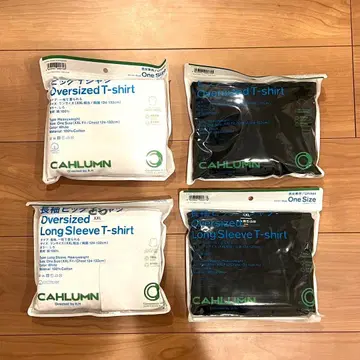 CAHLUMN x 훼미리마트 긴팔 T셔츠 빅 T셔츠 화이트 블랙 세트