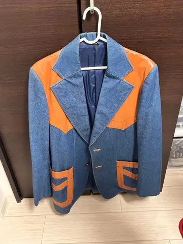 1970년대 빈티지 가죽 & 데님 자켓