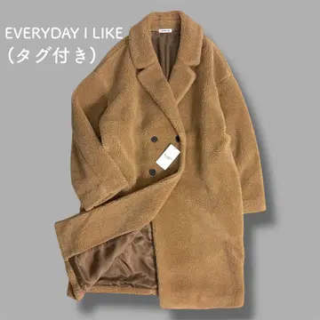 [택 포함 새상품] EVERYDAYILIKE 롱 보아 코트 카멜 24aw