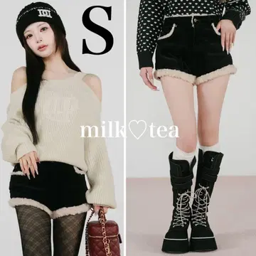 택 포함 새상품 다리치 포인트 보아 코듀로이 숏팬츠 블랙 S