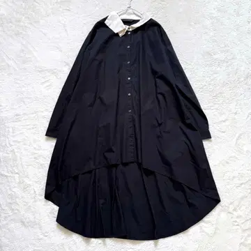 [ 새상품급 ]  MOYURU 모유루 비대칭 컬러 셔츠 원피스 블랙
