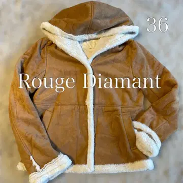 Rouge Diamant 새상품급 무스탕 코트 후드 부착 브라운 36