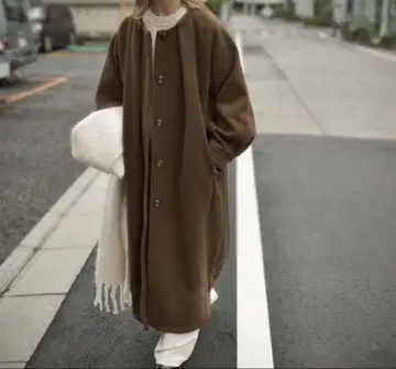 LavishGate 턱 노카라 울 롱 코트