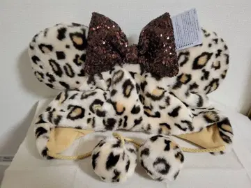 도쿄 디즈니 리조트 미니 레오파드 무늬 팬캡 레오파드 브라운