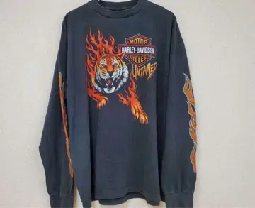 HARLEY DAVIDSON 프레임 롱 T 파이어 패턴 구제 의류 L