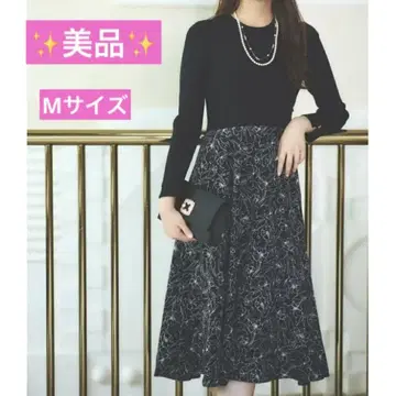 레어! any SIS 워셔블 플라워 프린트 도킹 원피스 블랙 M