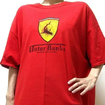 노스캐롤라이나 아우터뱅크스 T셔츠 레드 빨간색 구제 의류
