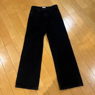 woadblue 블랙 스트레이트 데님 하이웨스트