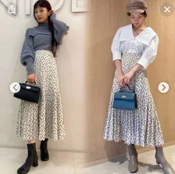 새상품급 스나이델 스퀘어 도트 플리츠 스커트