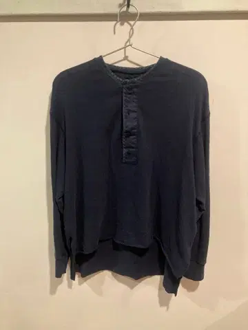 BEAMS BOY/트림 스티치 헨리넥 롱 슬리브 티셔츠