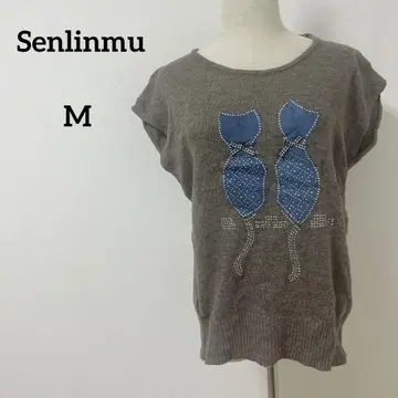 [ 하나뿐인 ] Senlinmu 고양이 디자인 반팔 니트 M
