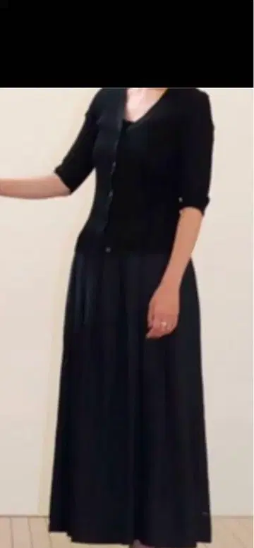 롱 스커트 투모로우랜드 블랙 린넨 린넨