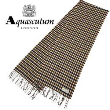Aquascutum / 울 100% 롱 머플러 체크 무늬 영국제