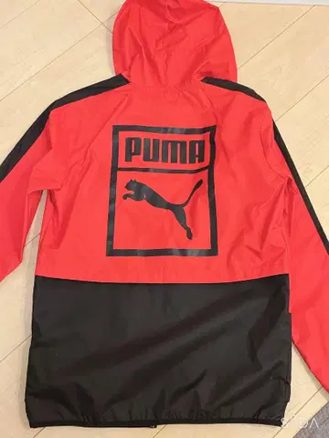 PUMA 후드 부착 나일론 자켓 레드/블랙