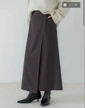 크루 울 라이크 랩 롱 스커트 사이즈 1 브라운