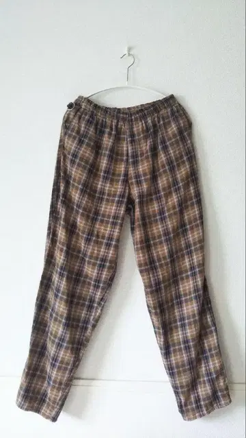 빈티지 DETENTE 체크 무늬 이지 팬츠 브라운 계열 M