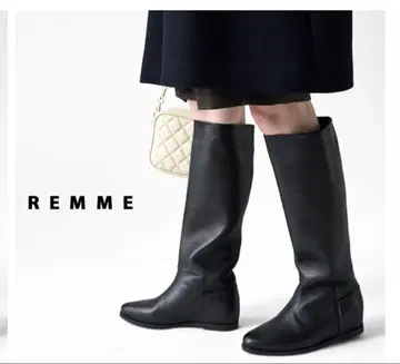 REMME 웨지 부츠 블랙 롱 부츠