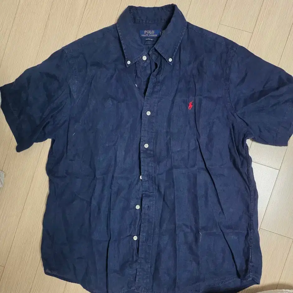 Polo Ralph Lauren Linen Short Sleeve Shirt Navy Classic L