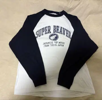 SUPER BEAVER 칼리지 래글런 긴팔 티셔츠 네이비 M 사이즈