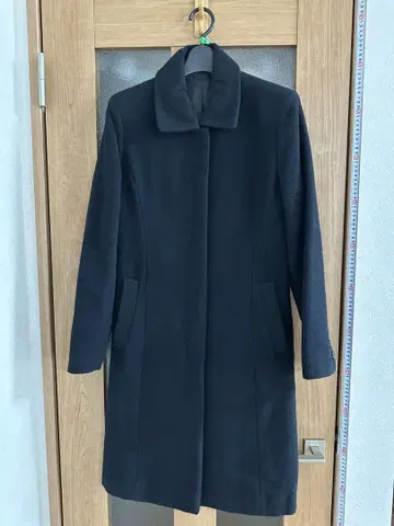 블랙 롱 코트 스탠드 카라
