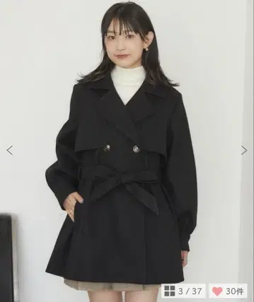 레트로걸 블랙 트렌치코트 허리 벨트 포함