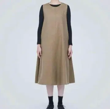새상품 MUJI 기모 오버롤 스커트 M 모카 브라운