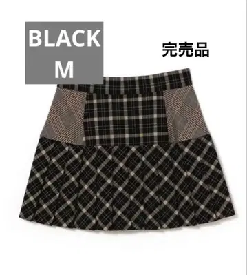 코코 체크 플리츠 스커트 블랙 앤 마리