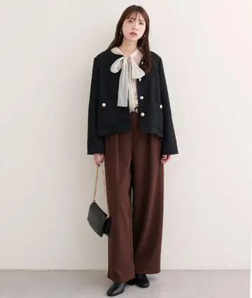 내추럴 쿠튀르 믹스 트위드 노카라 자켓
