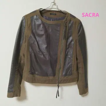 사쿠라 양가죽 스트레치 절개 디자인 라이더 자켓