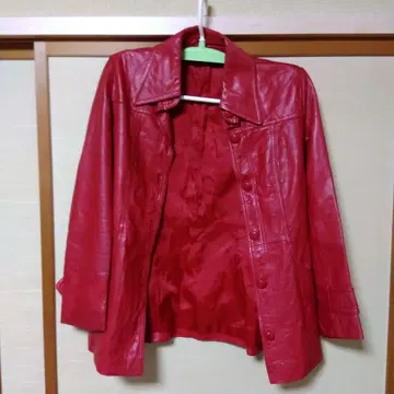 빨간색 소가죽 가죽 자켓