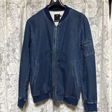 데님 봄버 자켓 다크 블루
