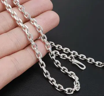 실버 925 팥 체인 목걸이 5mm 50cm 화이트 후크
