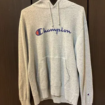 챔피온 그레이 후드 부착 후드티 L