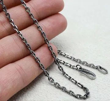 실버 925 팥 체인 목걸이 3mm 50cm 훈증 마감 후크