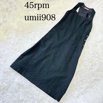 45rpm umii908 체크 오버롤 스커트 롱 네이비 그린 블랙