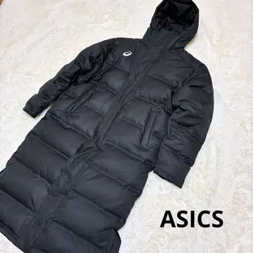 컨디션 최상 ASICS L 벤치 코트 블랙 XAW316 다운 페더