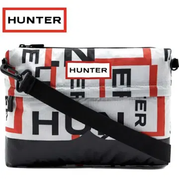 HUNTER 로고 프린트 방수 숄더백 사코슈