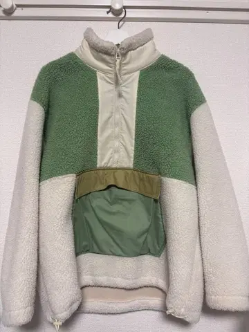 H&M 그린 화이트 보아 자켓