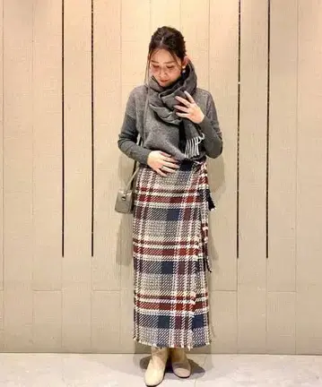 [ 새상품급 ] 데미룩스 빔즈*체크 트위드 랩 36 2.6만